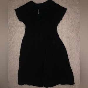 Plus Black Wrap Midi Dress